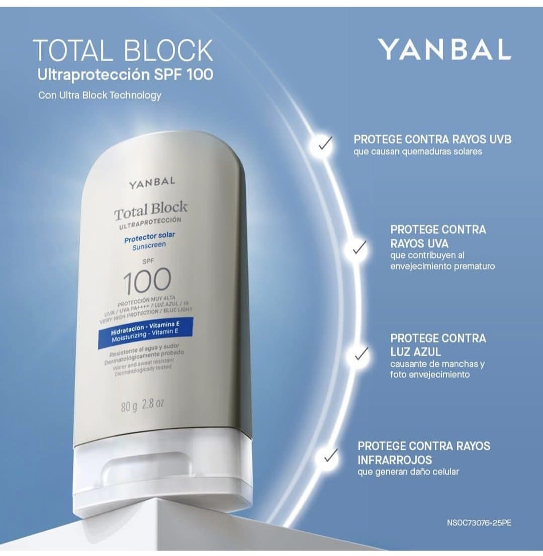 Perfume PROTECTOR SOLAR BLOQUEADOR SPF 100 TOTAL BLOCK - 80 G Vitamina E - Cuidado corporal | Eve Fragancia y Estilo